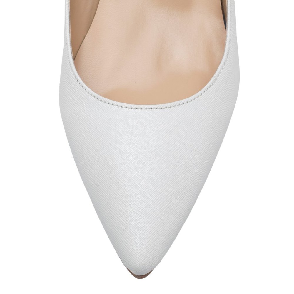Petit Cadeau Lavinia - Sexy Slip on Pumps with 4" Heels. White La Croisee. NEW! - Picture 4 of 7